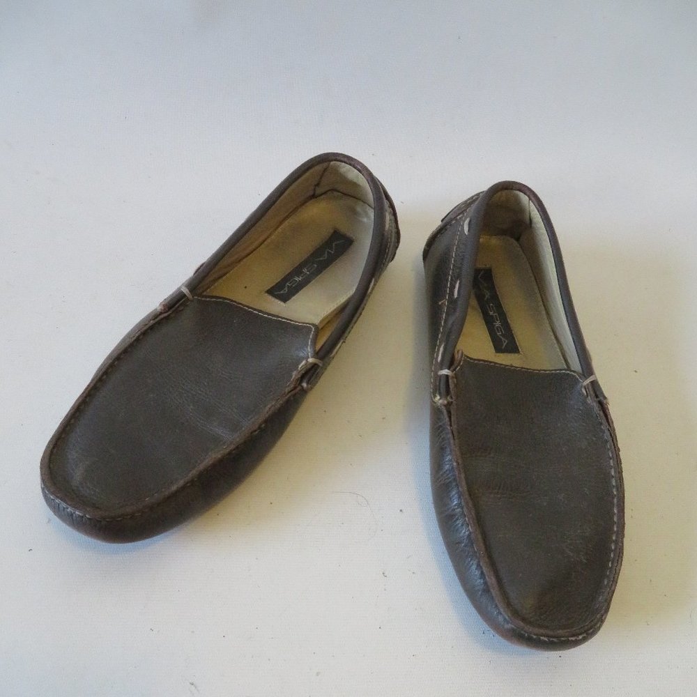 VIA SPIGA "M ROADSTER" BROWN LEATHER LOAFERS 9*